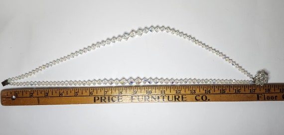 Vintage Two Strand Iridescent Clear Glass Diamond… - image 2