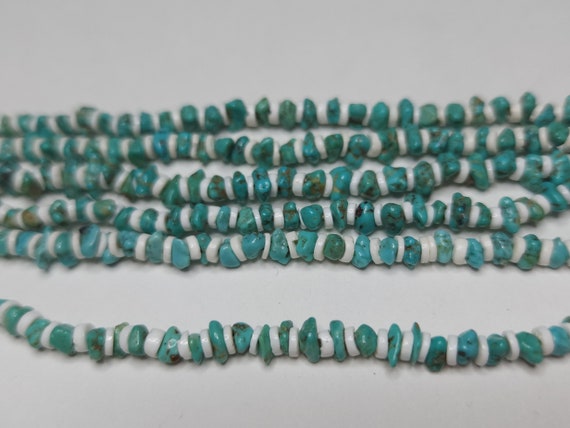 Rare King Manassa Turquoise Six Strand Heishi Necklace Santo Domingo