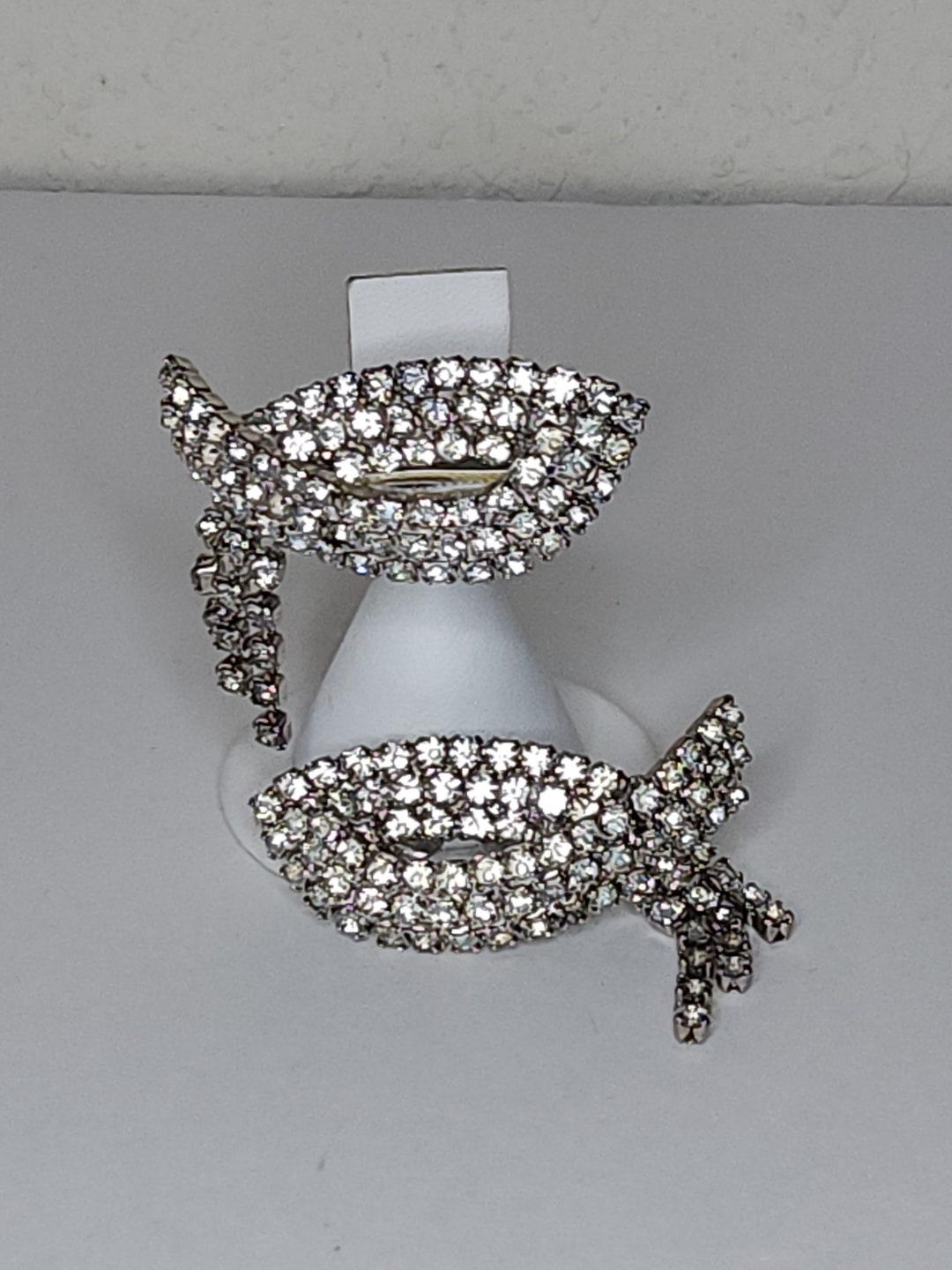 Vintage Musi Signed Shoe Clips Silver Tone With Clear Etsy