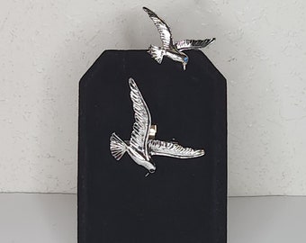 Vintage Set of Two Gerry's Signed Silver Tone Bird Brooch Pins D-4-72