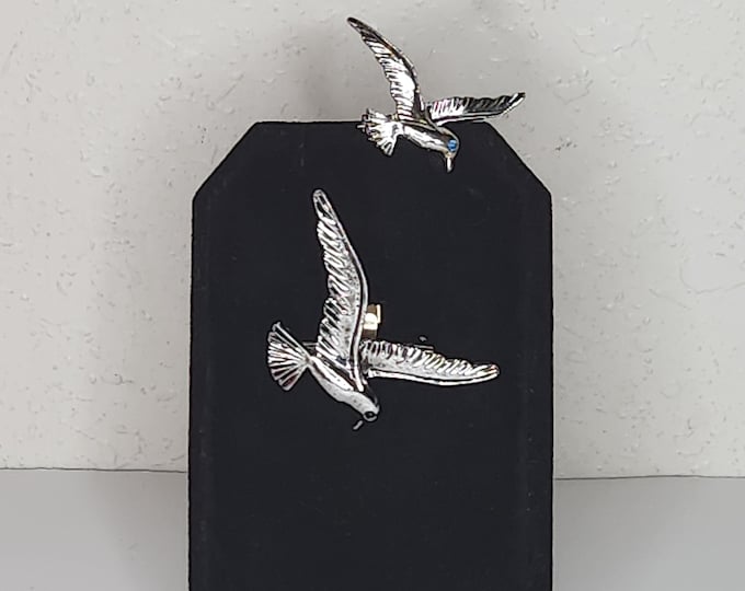 Vintage Set of Two Gerry's Signed Silver Tone Bird Brooch Pins D-4-72