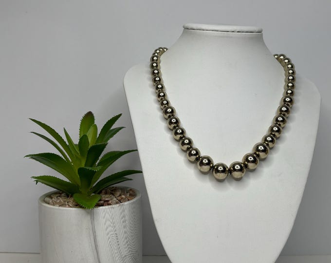 Vintage Monet Gold Tone Graduated Bead Necklace 15” to 17” D-8-62