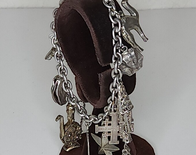 Vintage A&K Signed Sterling Middle Eastern Charm Bracelet B-5-45