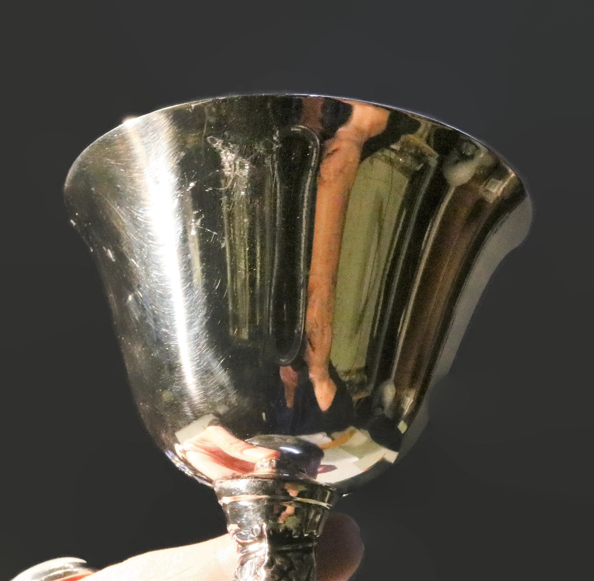 Plator Spain Embossed Leaf Stem Wine Goblets Silver Plate Set of 6