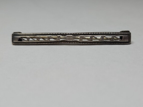 Antique Sterling Bar Brooch Pin with Cutouts C-2-… - image 3