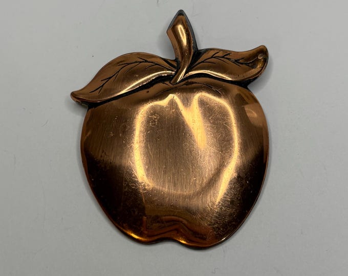 Large Real Copper Teacher/Doctor/Farmer Apple Pendant 2” D-8-81