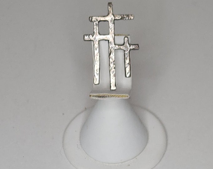 Vintage Artisan Sterling (Tested) 3 Cross Pendant B-4-59