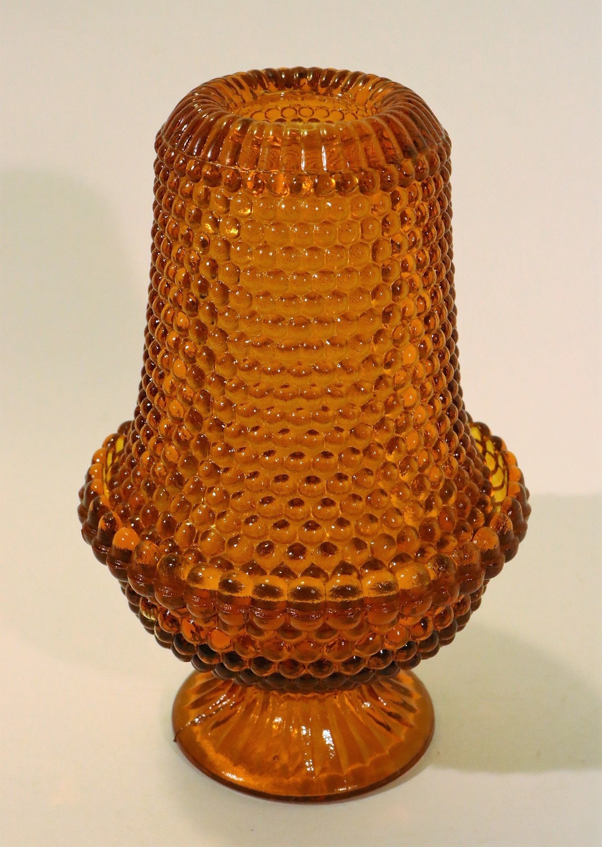 Indiana Glass Amber Hobnail Fairy Lamp Light Candle Holder