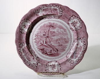 ca. 1830-34 Historical WR William Ridgway "Oriental" Red Pink Purple Mulberry Transfer China Plate