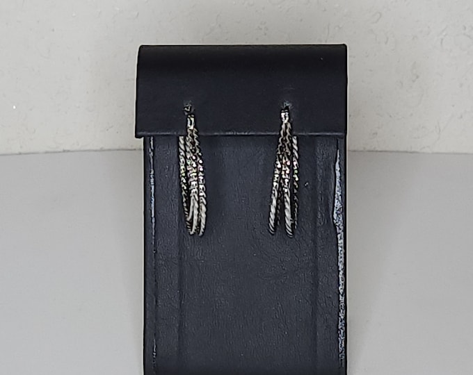 Vintage Twisted Silver Tone Four Layer Hoop Earrings C-3-70