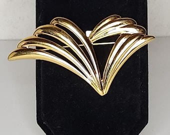 Vintage Monet Signed Gold Tone Fan Brooch Pin B-4-23 - Etsy