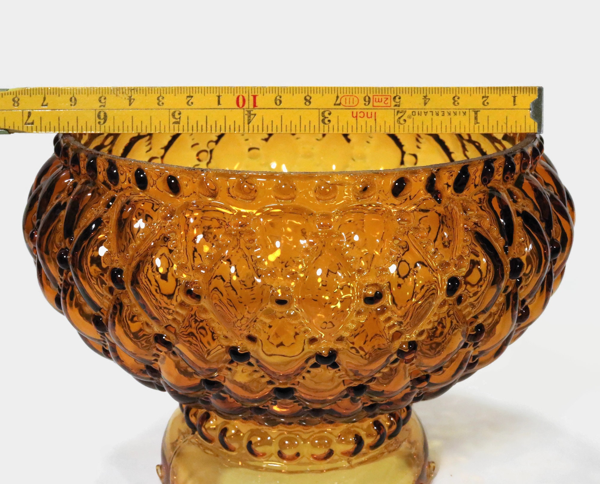 Vintage Quilted Diamond and Bead Amber Glass Lamp Shade Replacement