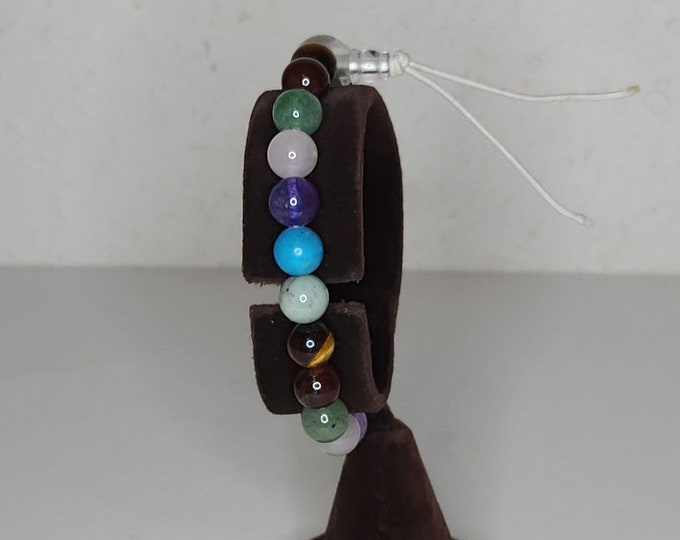 Vintage New Old Stock Semi Precious Stone Multicolor Stretch Bracelet B-1-3