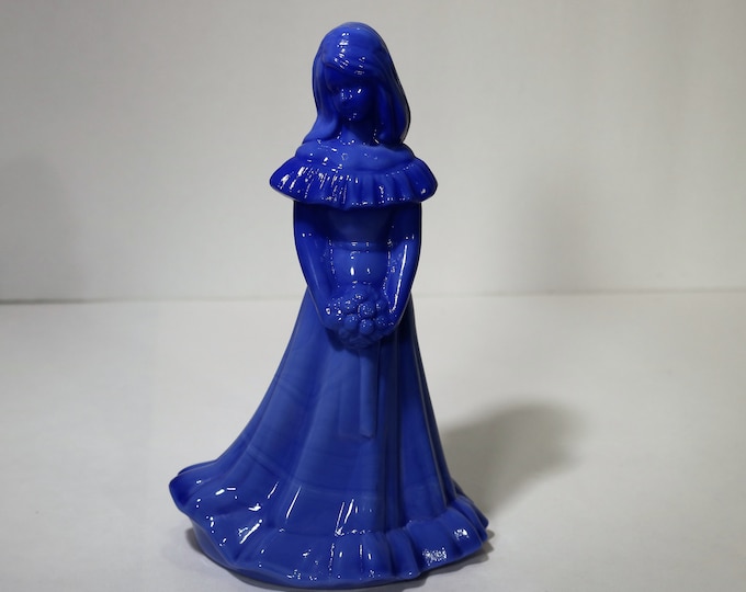 Fenton Art Glass Bridesmaid Doll in Periwinkle Blue Slag Glass - Museum Collection