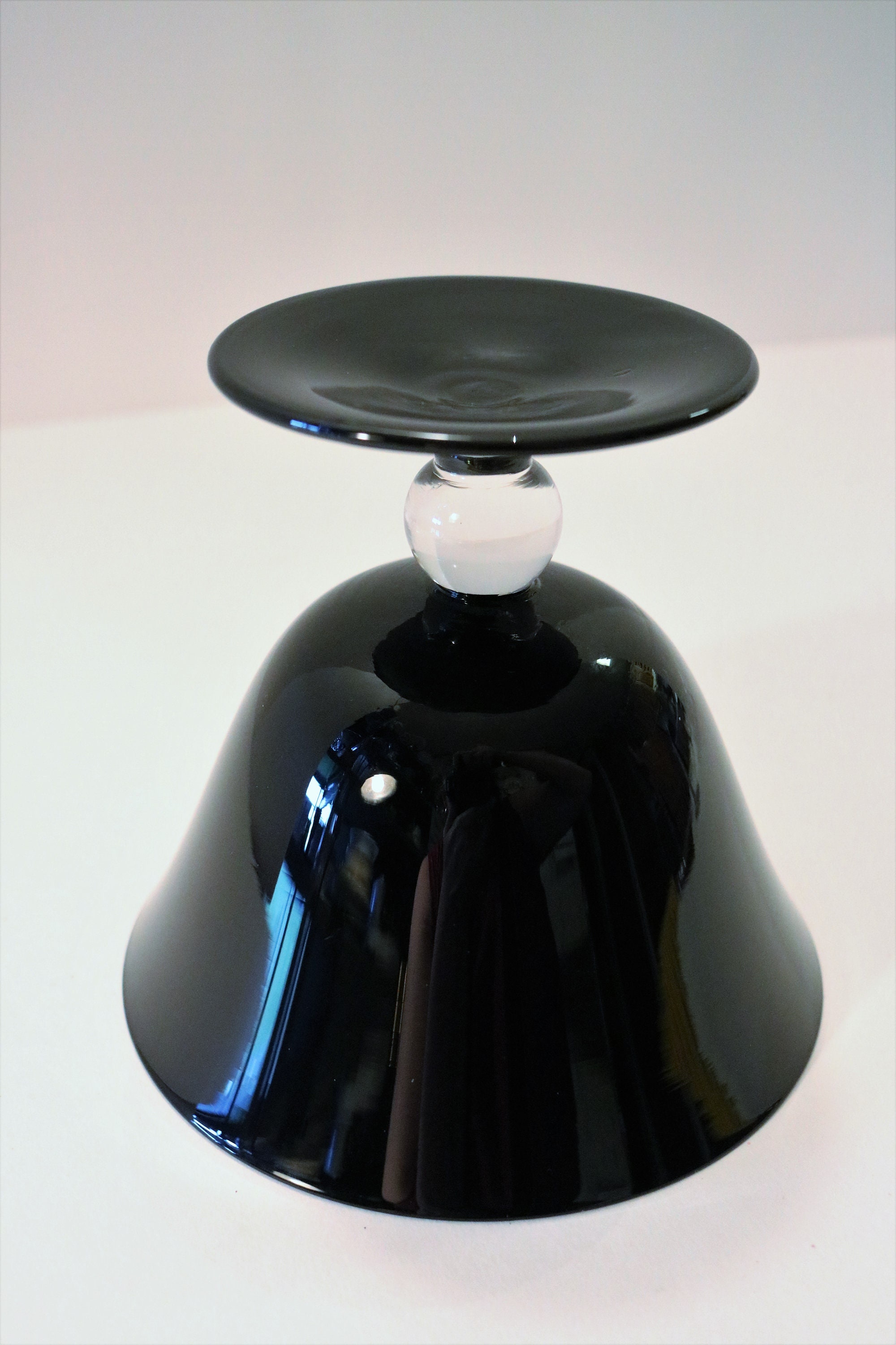 Vintage Black Amethyst Glass Jelly Compote with Clear Ball Stem