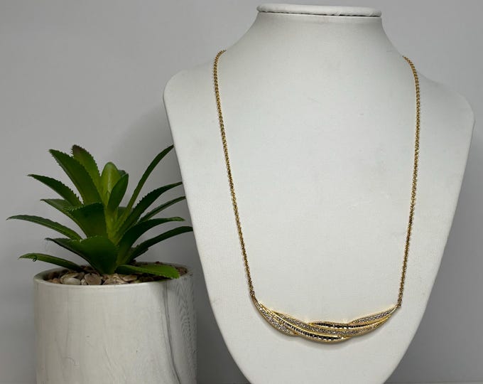 Vintage Danbury Mint Gold Tone Cubic Zirconia I Loved You Then… Necklace 18” D-8-56