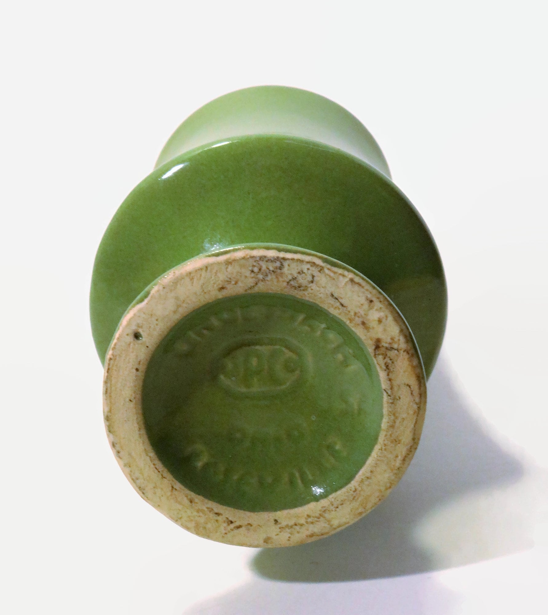 Vintage Ungemach Pottery UPCo Roseville, OH Chalice Style Pedestal Vase Planter Green Matte Glaze