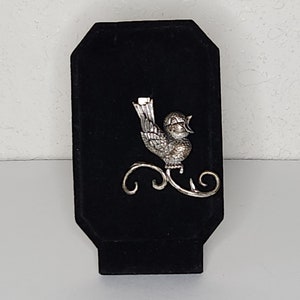 Vintage Lang Sterling Marked Singing Bird on Branch Brooch Pin C-1-81