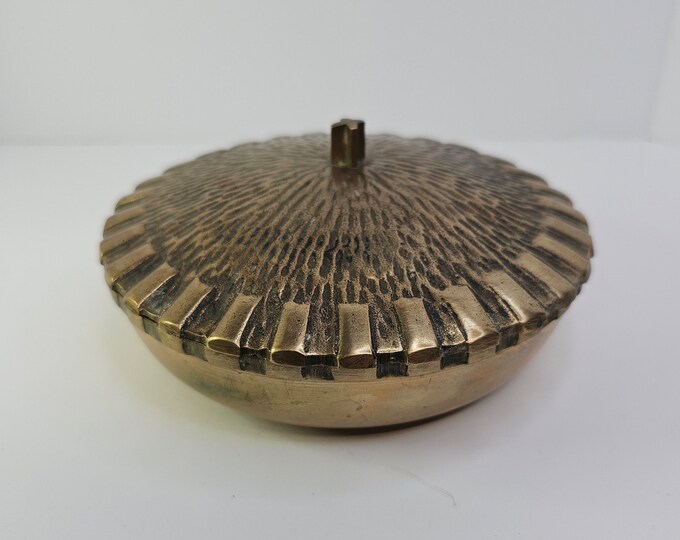 Vintage Acorn Brass Nut Dish with Lid