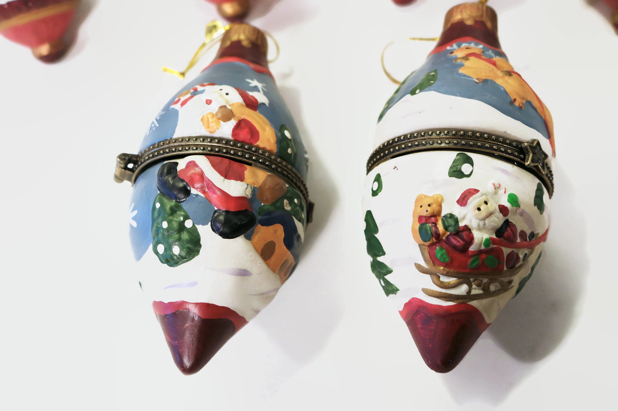 Hand Painted Porcelain Trinket Box Ornaments 5 Plus 1 Free Etsy