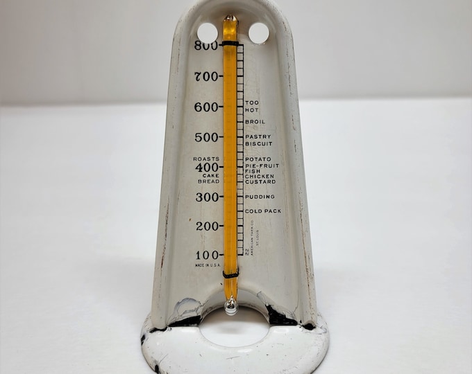 Vintage Porcelain Enamel American Thermometer Co St. Louis Baking Thermometer