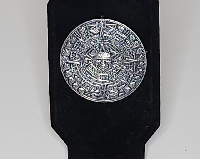 Vintage 925 REX TAXCO Hecho en Mexico Mayan Aztec Calendar Pendant Brooch Pin Combo A-6-25