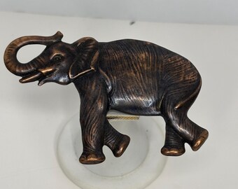 Pressed Copper Elephant Brooch with Trunk Up D-7-91