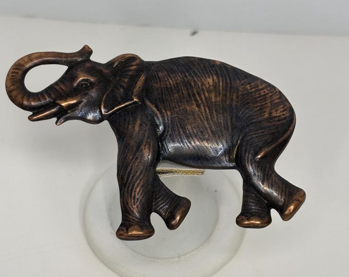 Pressed Copper Elephant Brooch with Trunk Up D-7-91