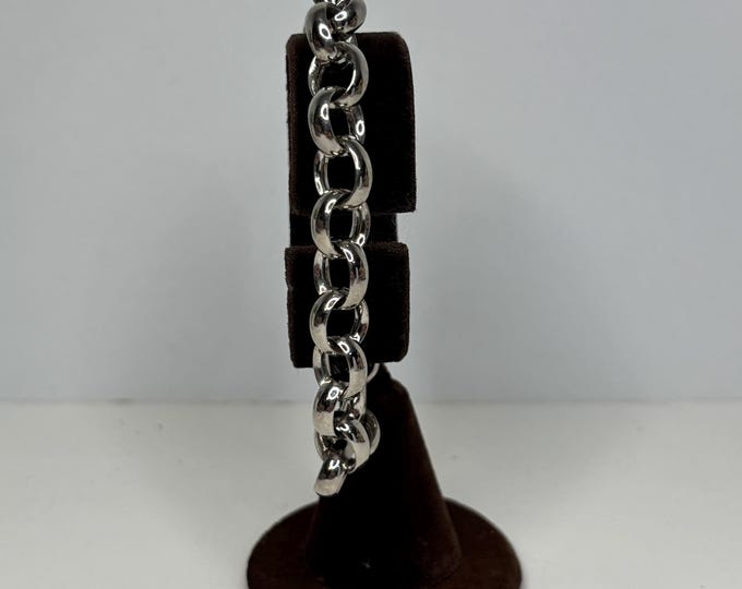 Edforce Stainless Steel Rollo Link Charm Bracelet Spring Clasp Size 7 D-8-88