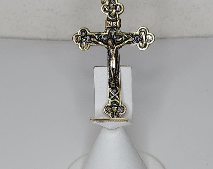 Vintage Gold Tone Crucifix with Tertium Millennium Pendant C-2-55