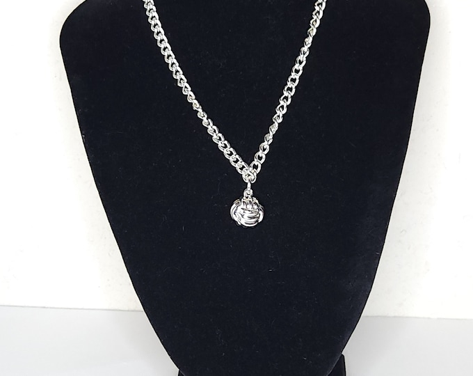 Vintage Tommy Hilfiger Signed Silver Tone Volleyball Pendant Necklace with Toggle Clasp C-3-82