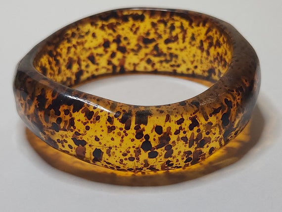 Vintage Translucent Yellow Plastic Bangle Bracele… - image 5