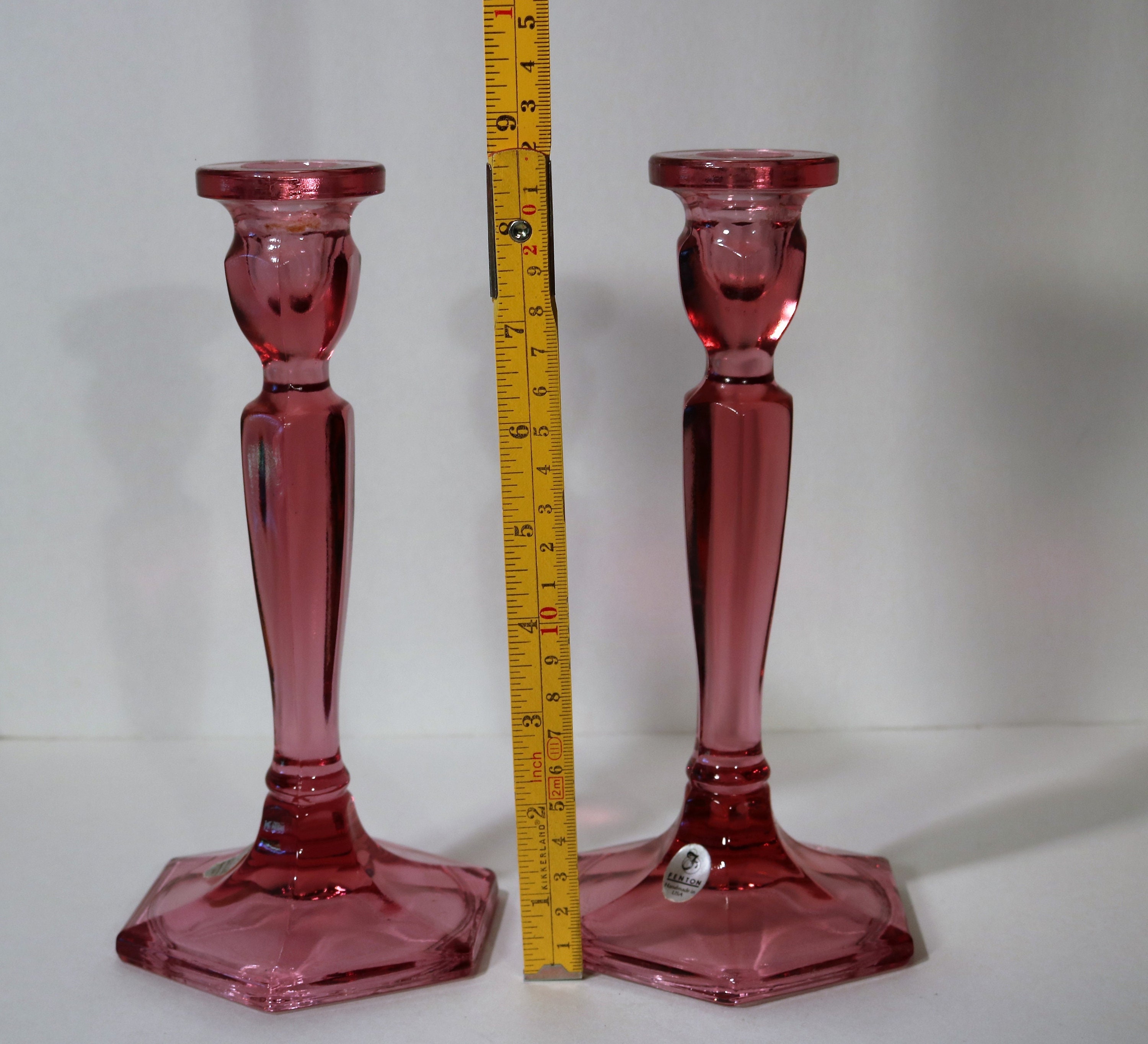 1982 Fenton Dusty Rose 8 1/2 Candle Stick Holders 9071