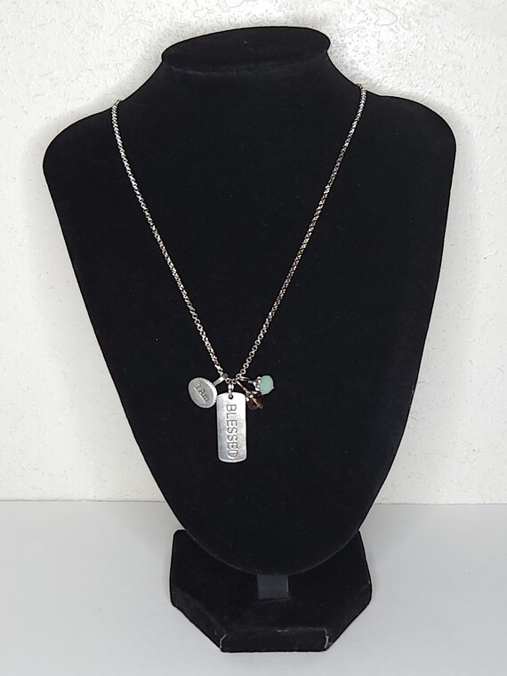 Vintage Origami Owl Signed i Am Blessed Tag Pendant Necklace C 5 4