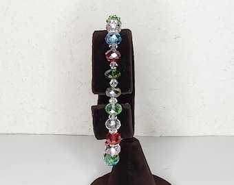 Vintage 925 Marked Sterling and Swarovski Crystal Beaded Bracelet D-4-81