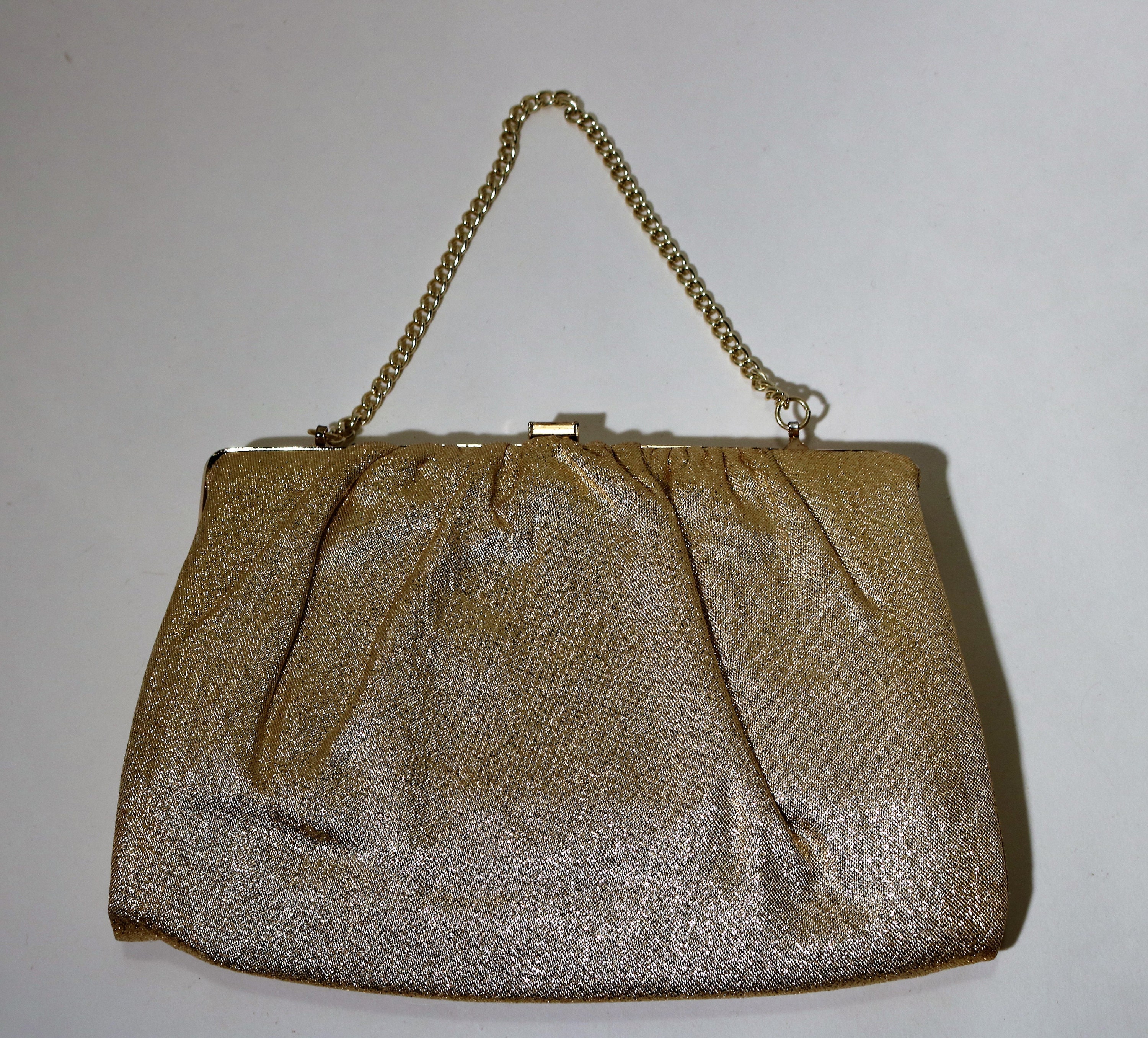 1960's Gold Clutch Purse/Bag with Gold Chain