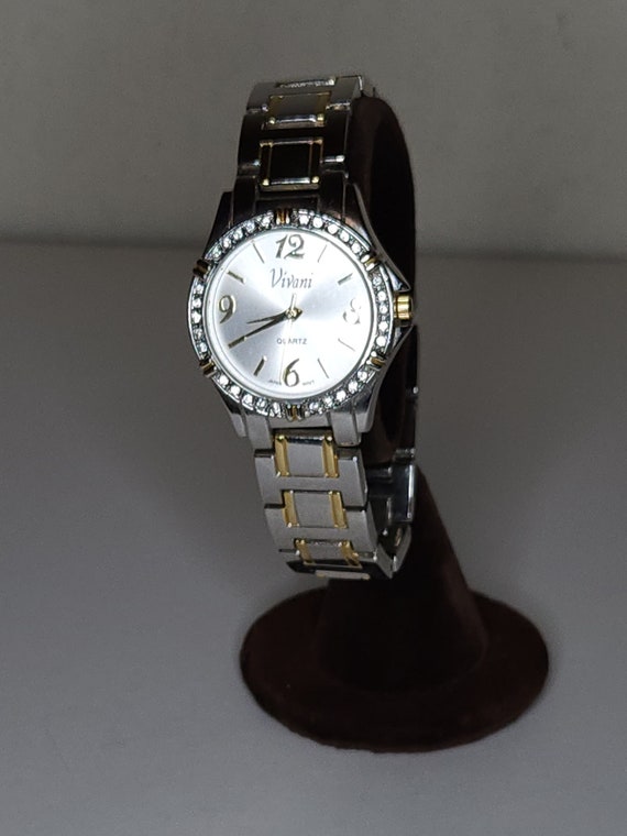 Vintage Vivani by Accutime Two Tone and Rhinestone