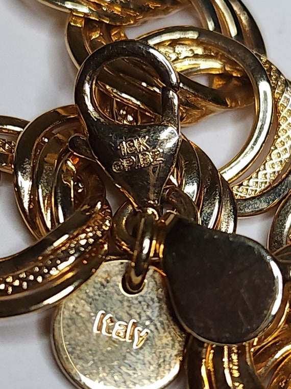 Vintage Dolce Vita Signed 18K GP/BRZ Graduated Circle Link