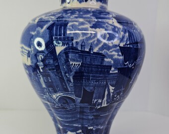 C.1900 Wedgwood Blue Ferrara Etruria Vase Jar Says Lid RARE
