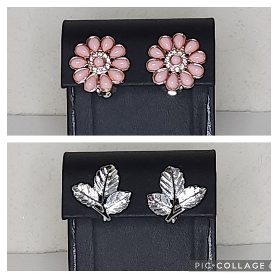 Vintage Two Pairs of Silver Tone Clip-On Earrings 