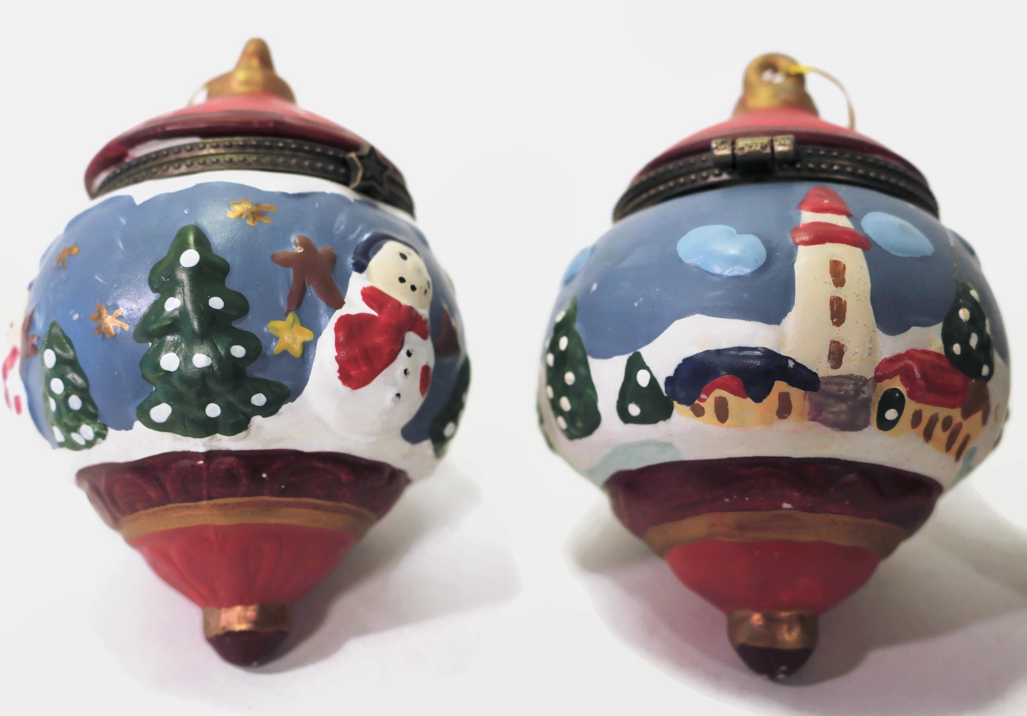 Hand Painted Porcelain Trinket Box Ornaments 5 Plus 1 Free Etsy
