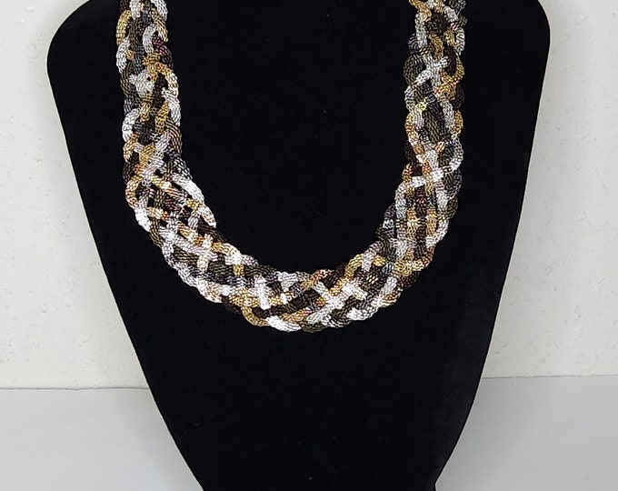 Dana Buchman Signed Multicolor Mesh Chain Braided Necklace C-6-22