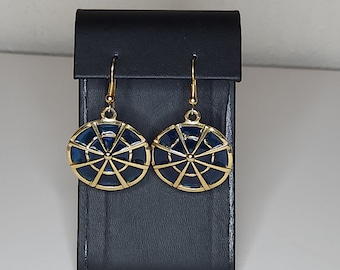 Vintage Gold Tone and Translucent Blue Earrings A-1-85