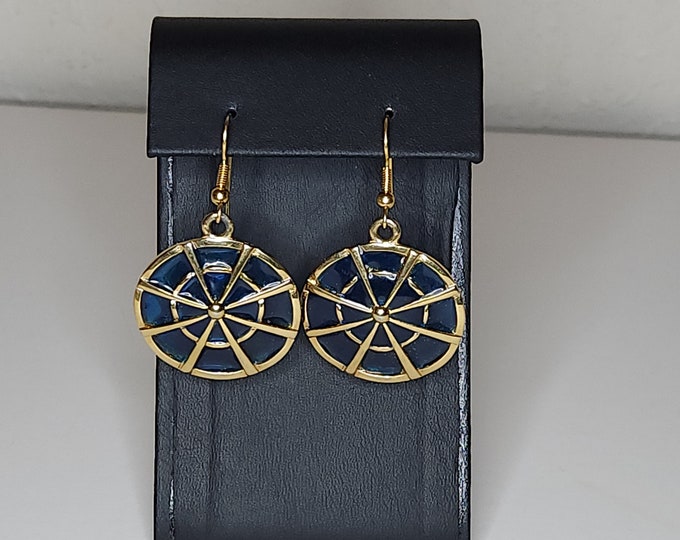 Vintage Gold Tone and Translucent Blue Earrings A-1-85