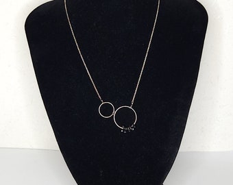 Vintage Sterling 925 Marked Circles with Onyx Beads Necklace C-3-50