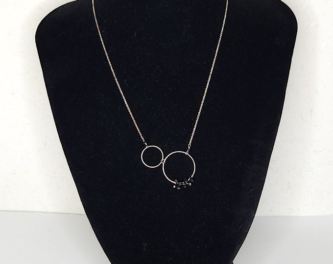 Vintage Sterling 925 Marked Circles with Onyx Beads Necklace C-3-50
