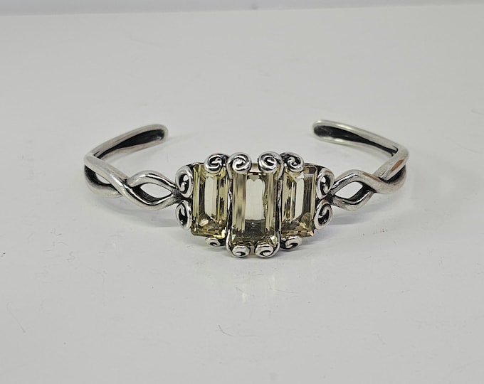 Carolyn Pollack Relios Sterling and 3 Lemon Quartz Baguettes (12.50 cttw) D-4-2