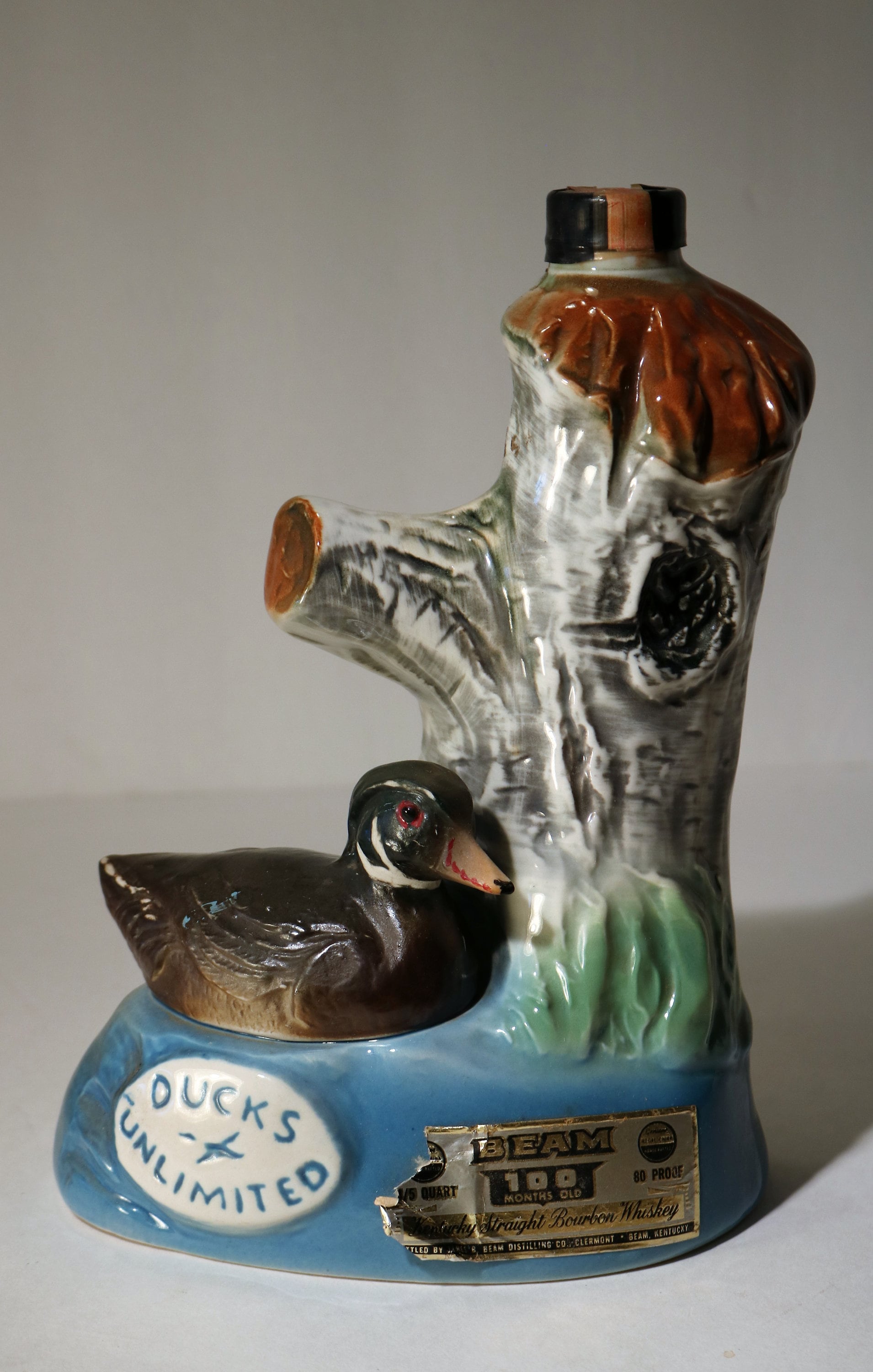 1975 Jim Beam Ducks Unlimited Wood Duck Swimming Duck Decanter