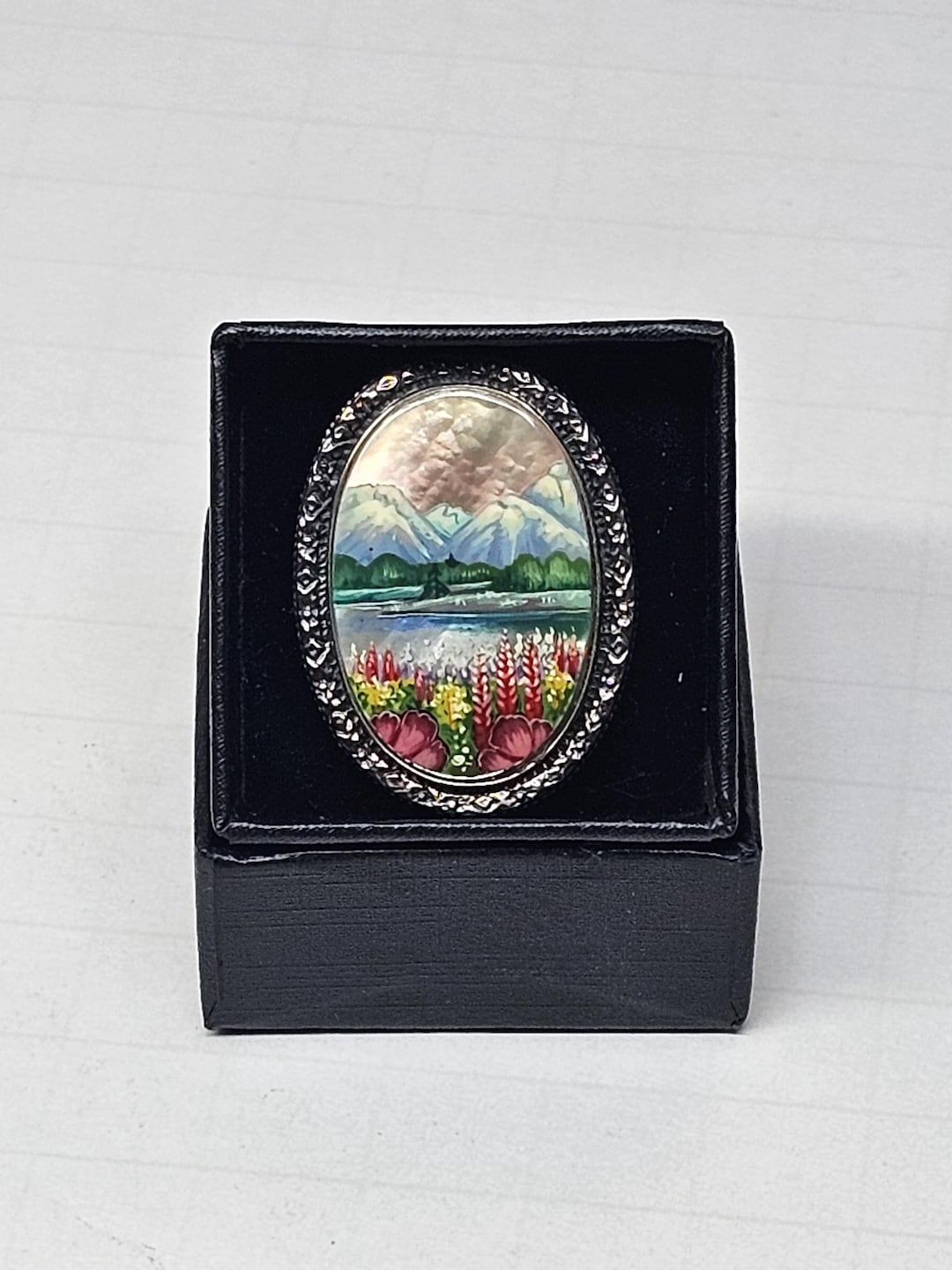 Amy Kahn Russell Hand Painted on Shell Sterling Ring Sz10 E-1-8 - Etsy