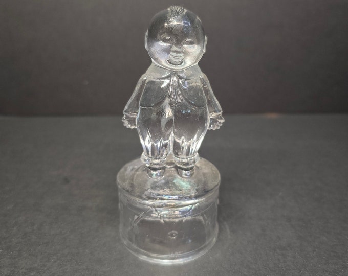 ca. 1915 Antique Glass Happifats Happy Fat Boy on Drum Candy Jar